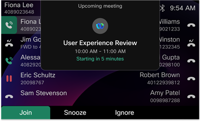 Example of the upcoming meeting notification on Desk Phone 9861