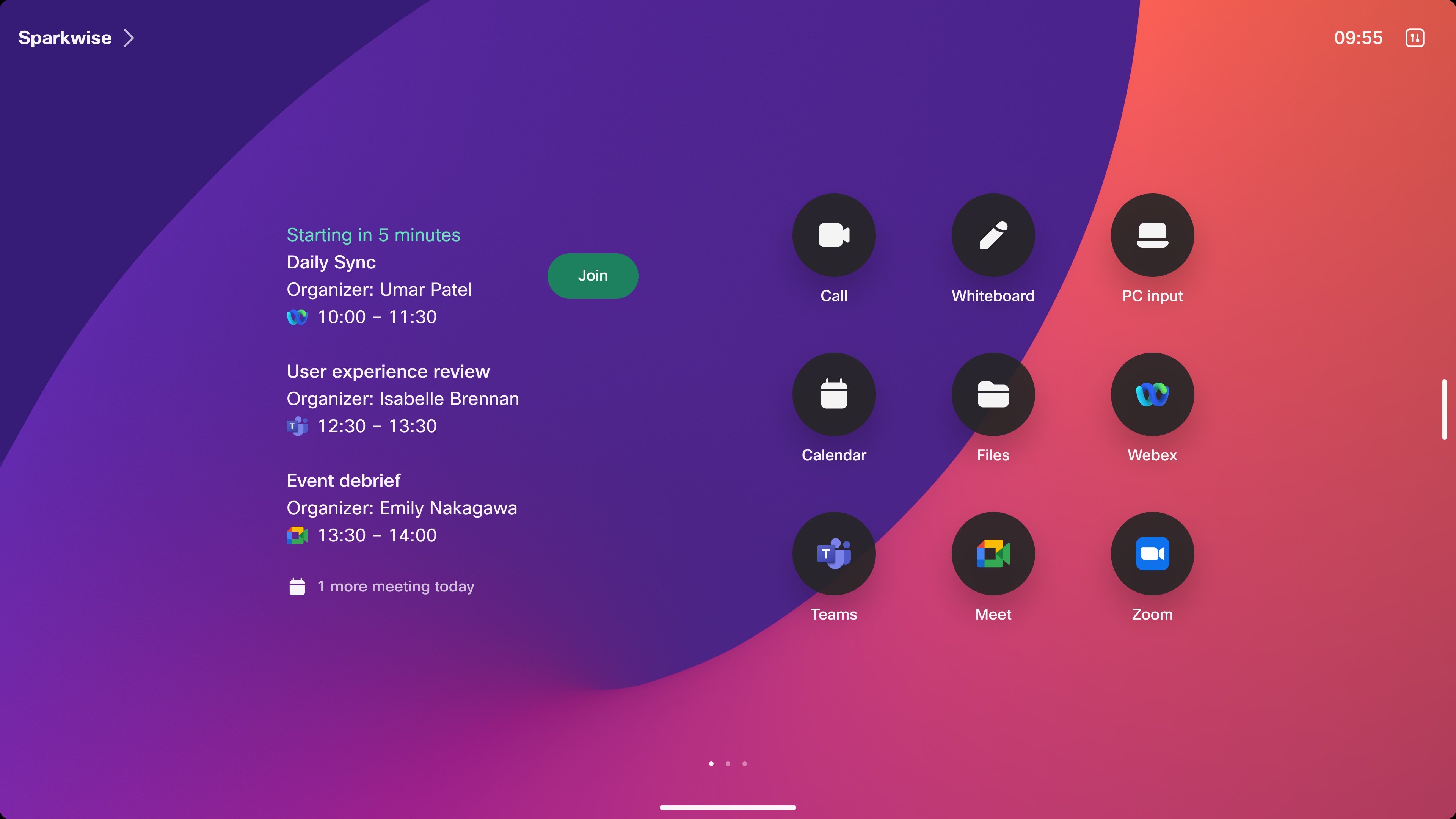 Homescreen with one button to push enabled