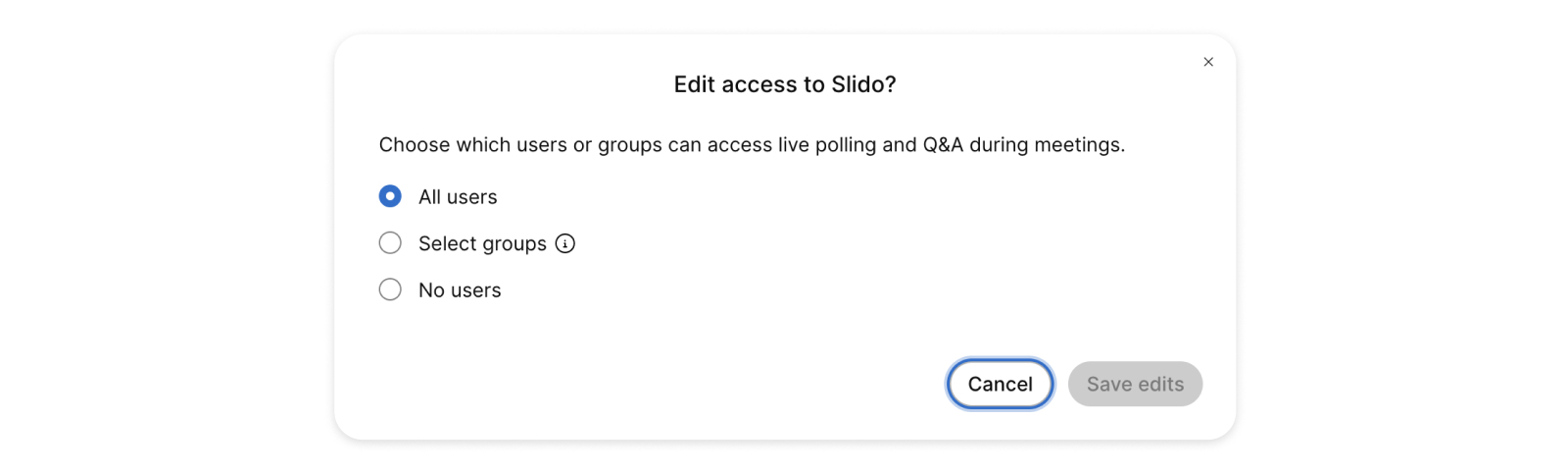 Edit access to Slido