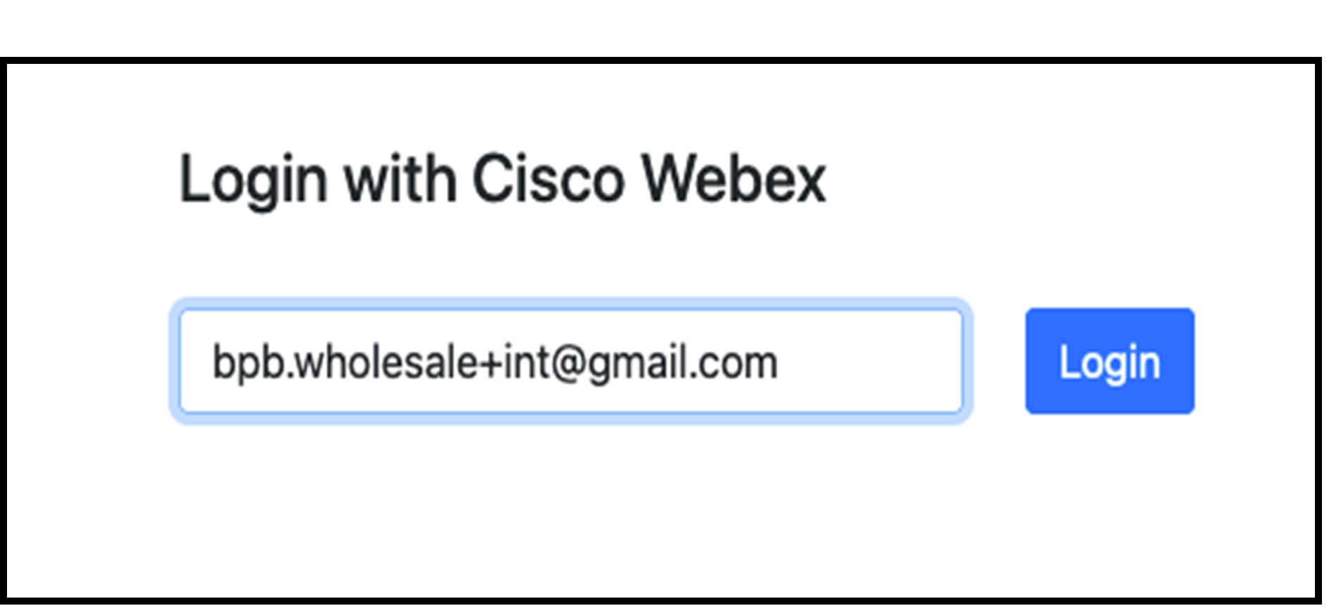 Login with Cisco Webex screen