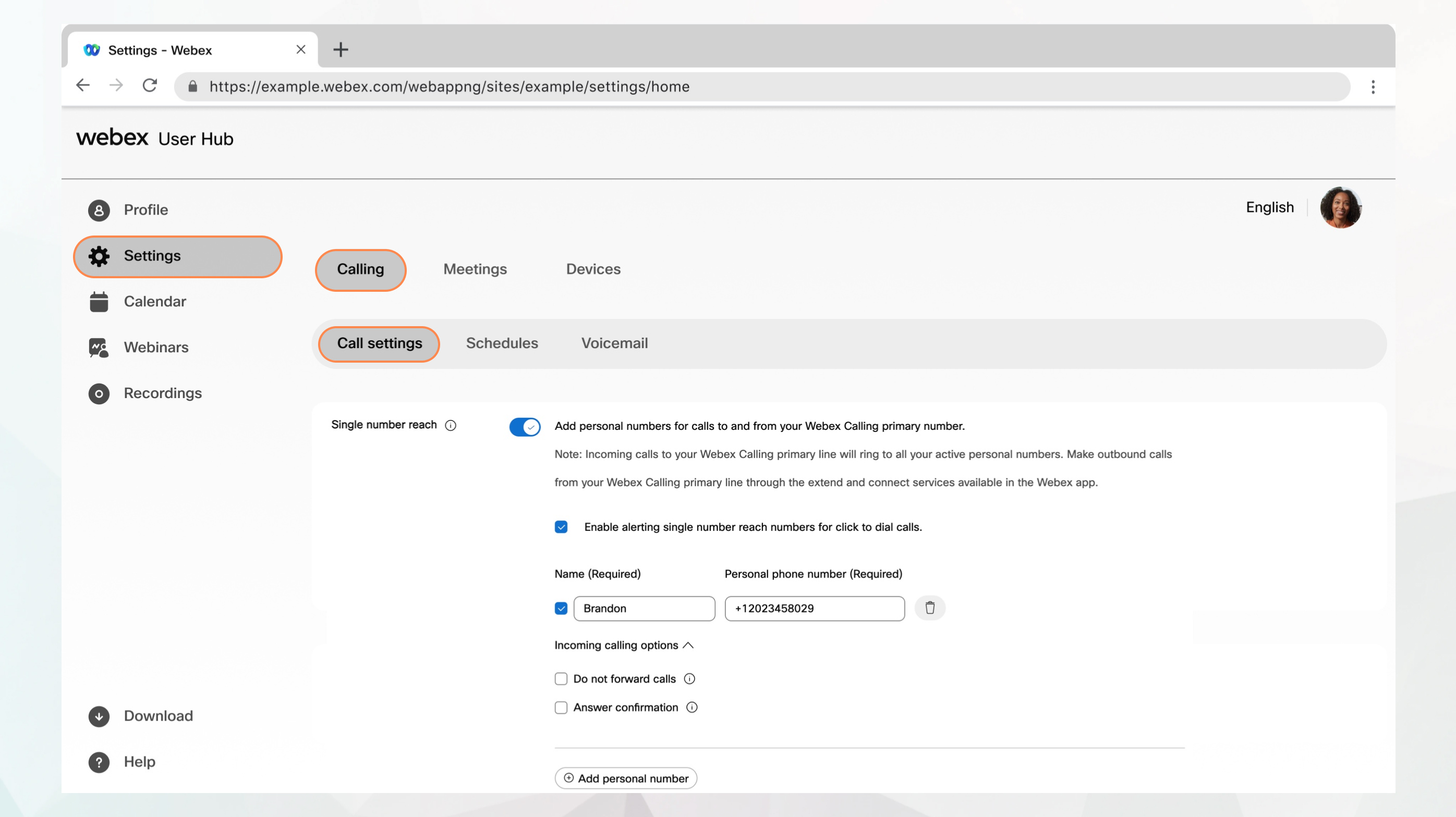 Single Number Reach (SNR)-Option im User Hub