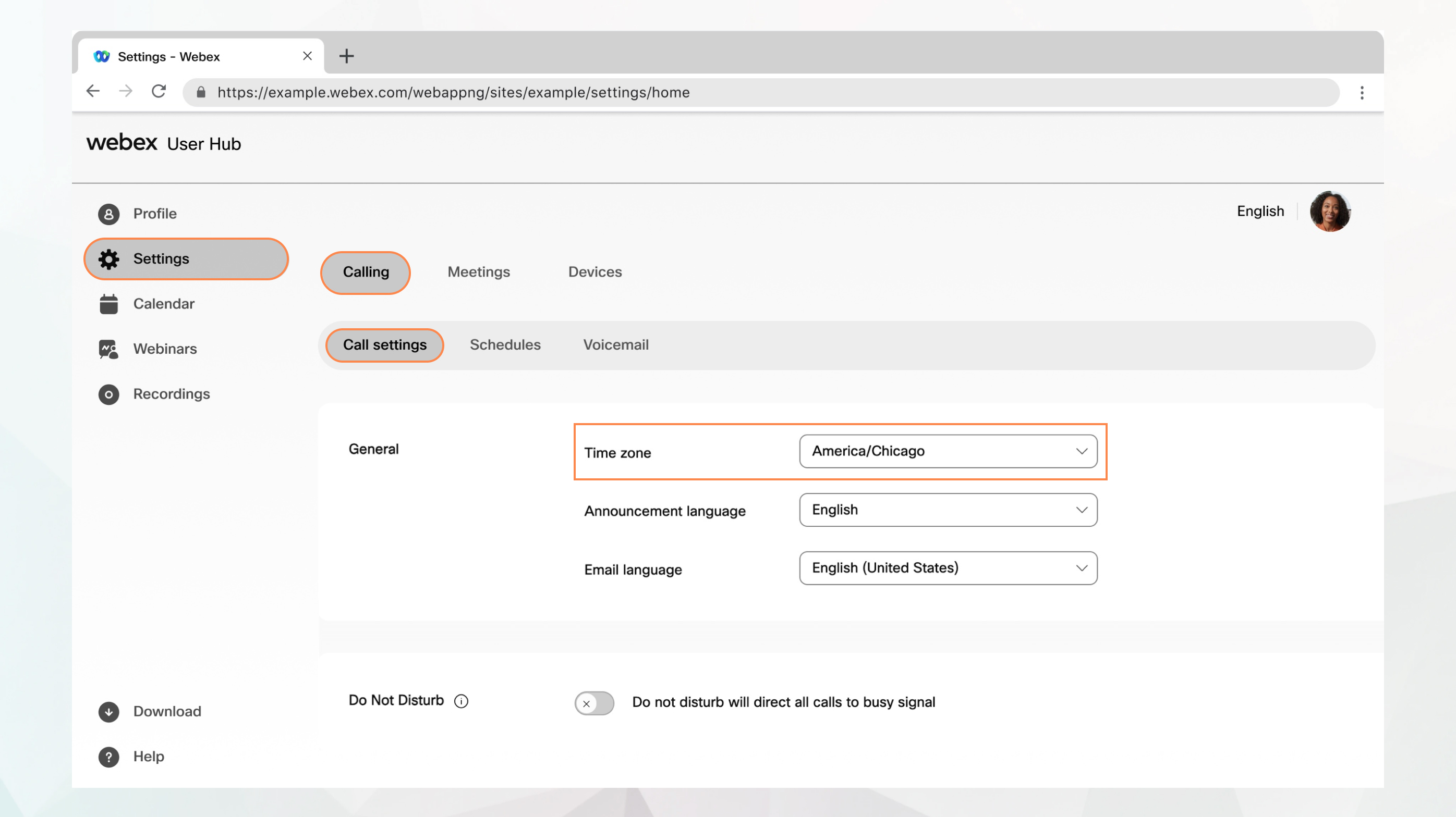 timezone option in user hub