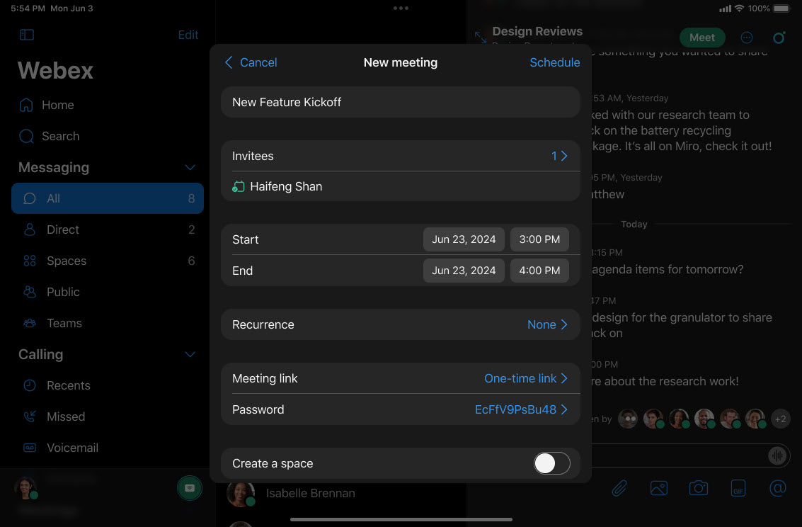 Schedule recurring meetings on iPad