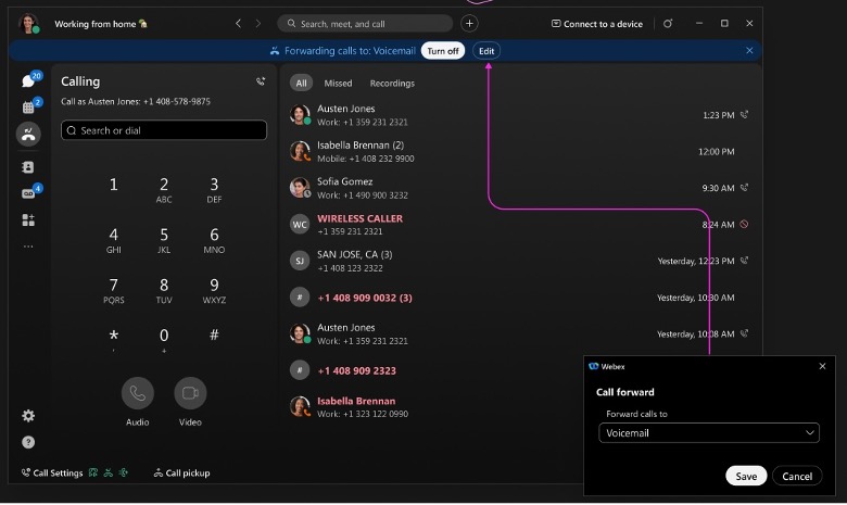 Čo je nové Wb4BW a RTM Call Forwarding