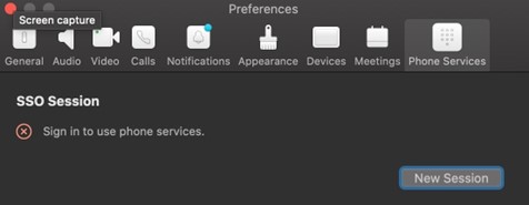 Webex client shows phone services tab but no SSO session