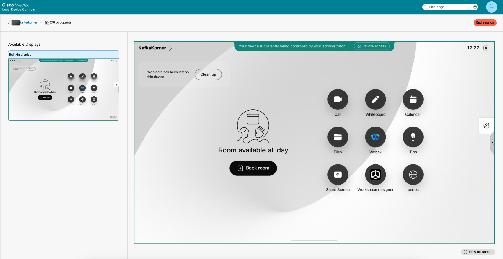 Remote access page on the device's local web interface