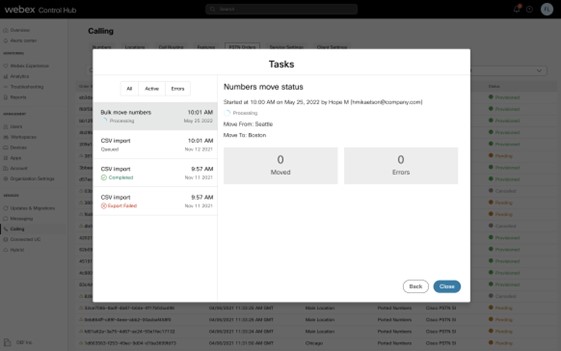 Task status page