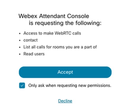 Webex Attendant Console permission