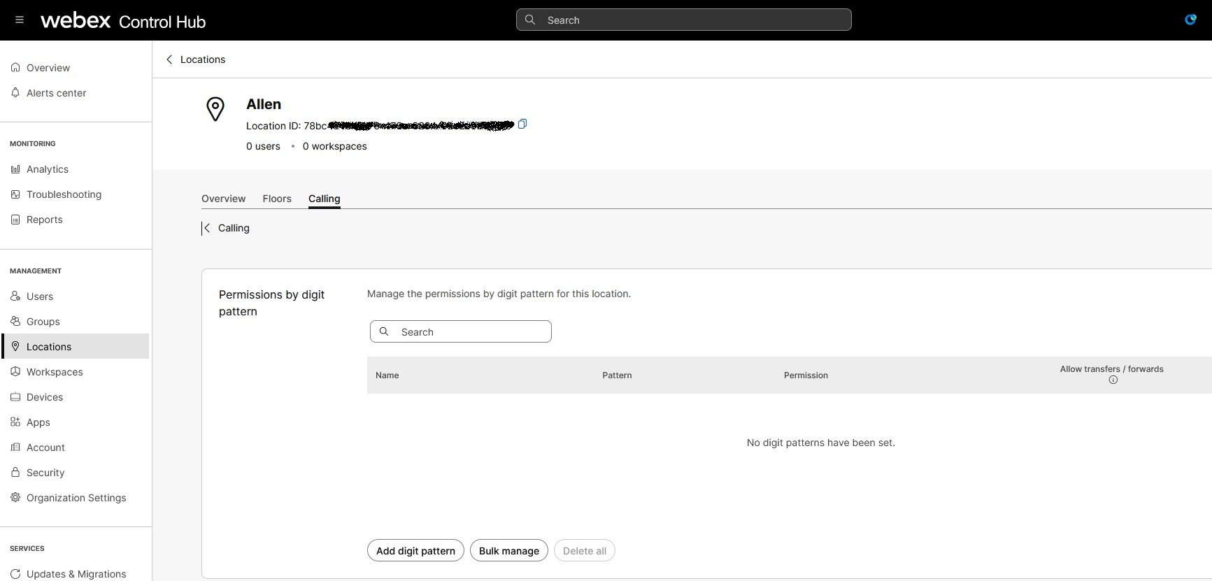 Permissions by digit pattern