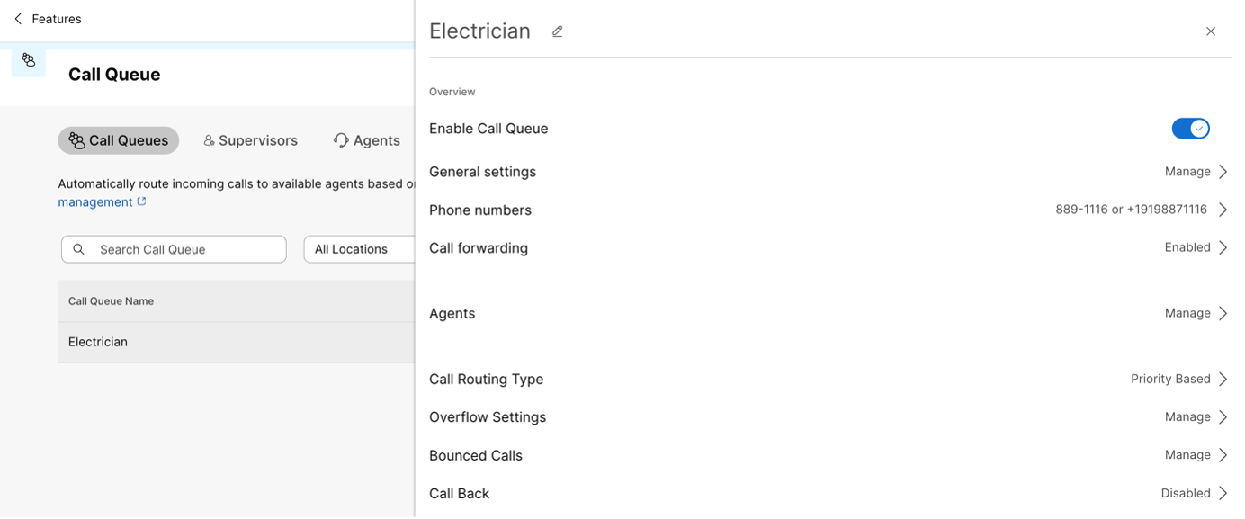 Configure mode based forwarding - Call Queue