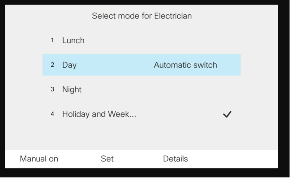 Setting up the current mode to Day mode