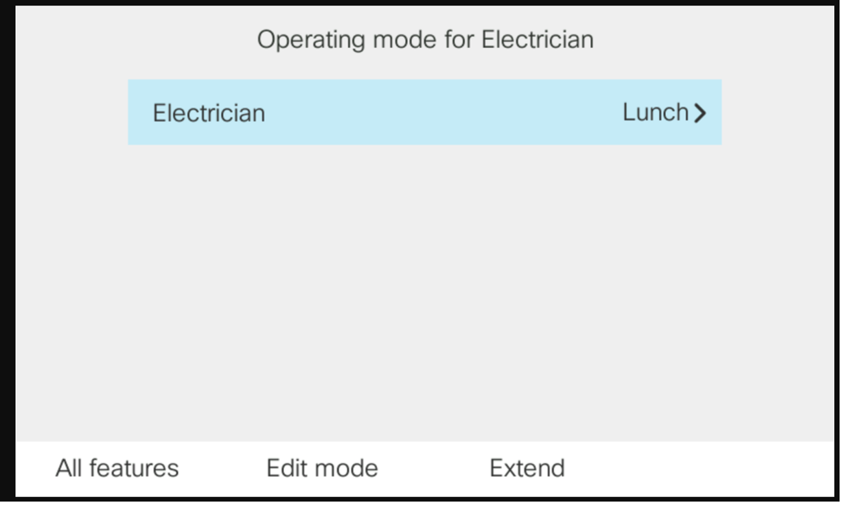 Changing operating mode for an user