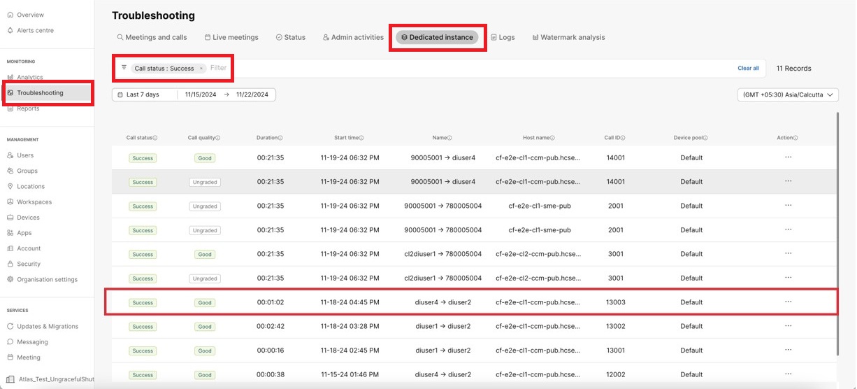 Felsökningsfönster för samtalskvalitet