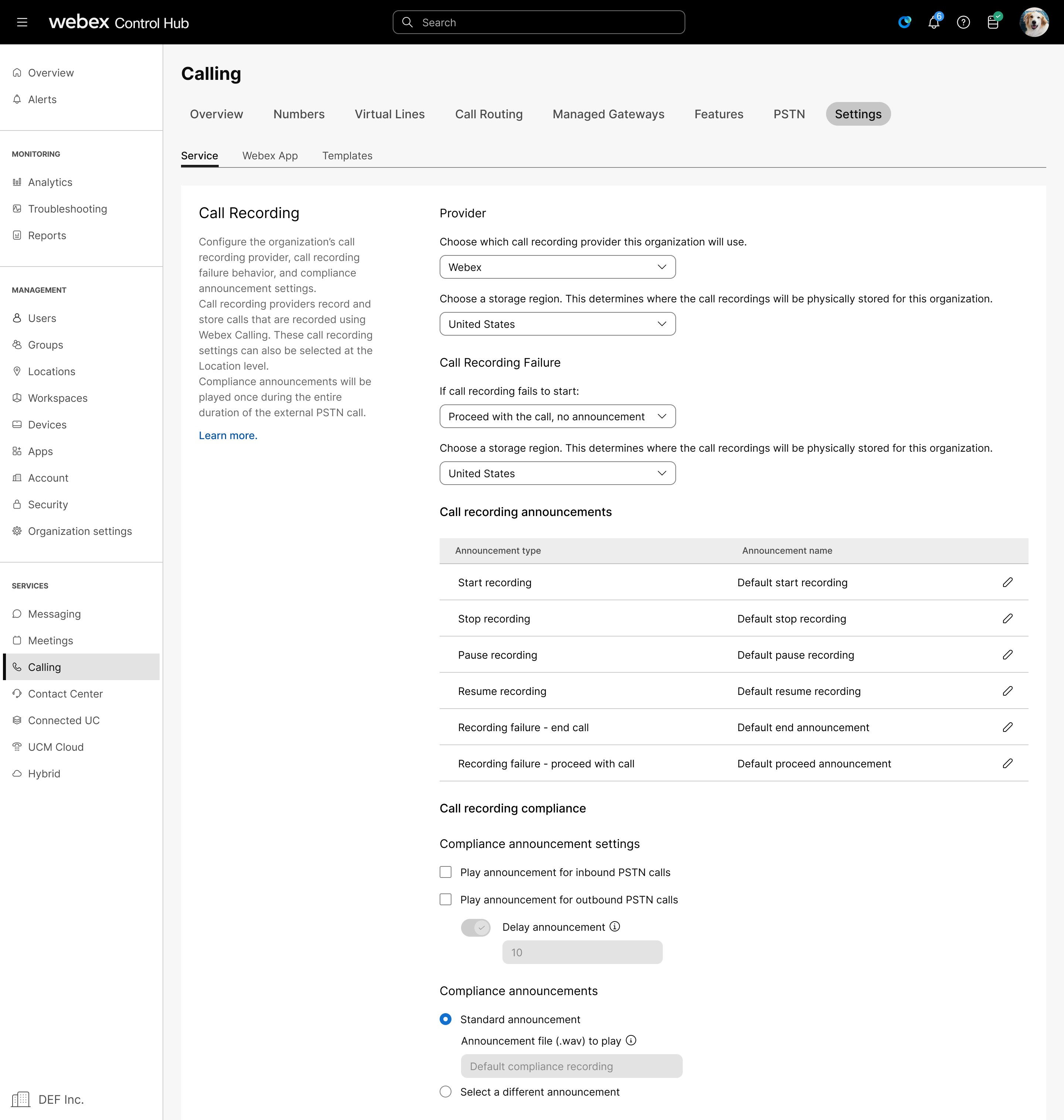 call recording compliance annoucements