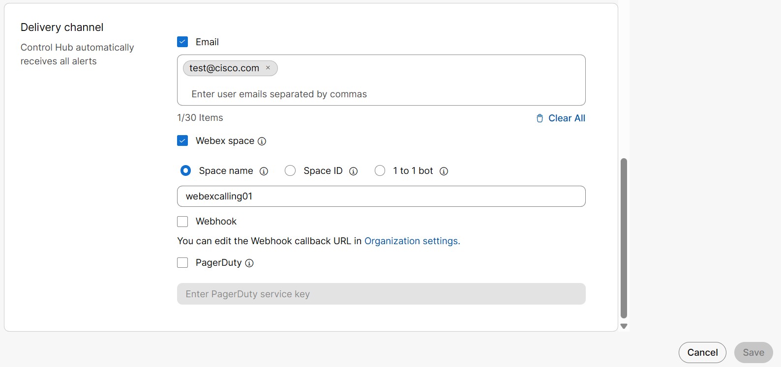 Configuring Delivery channel while creating an alert