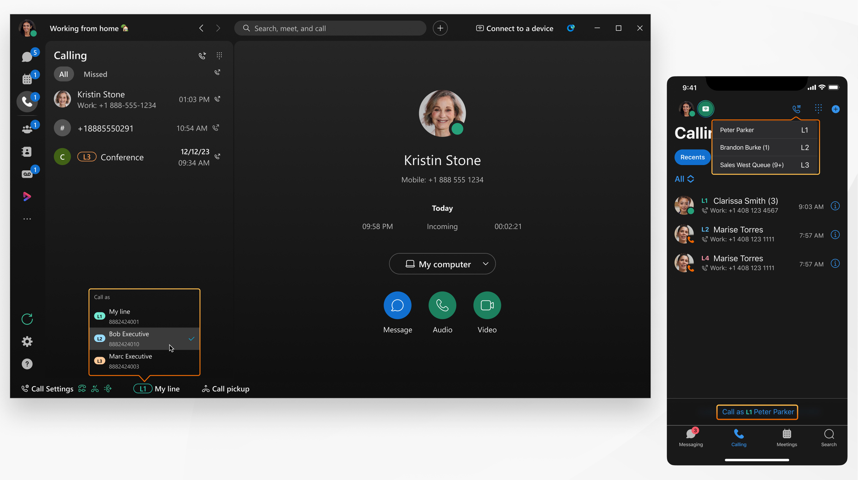 Change the active line for calling