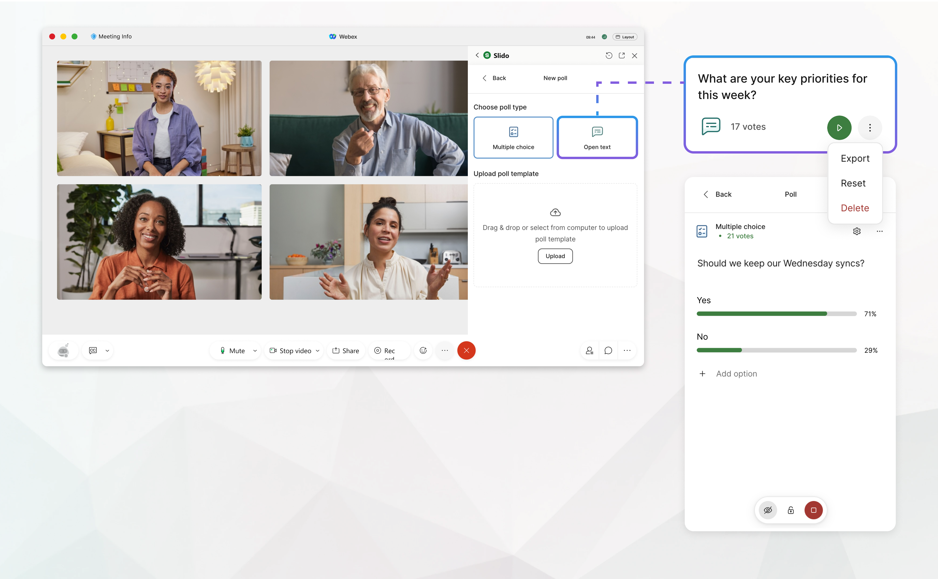Webex app polling options