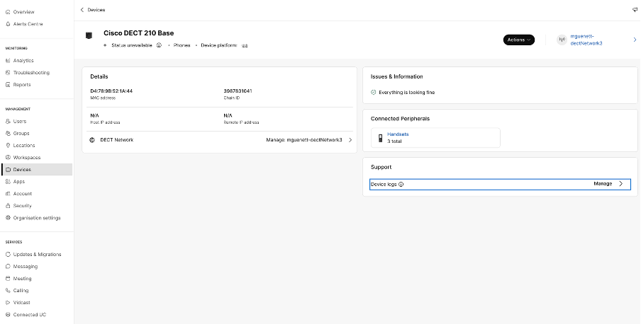 Collect the PRT logs for your DECT devices