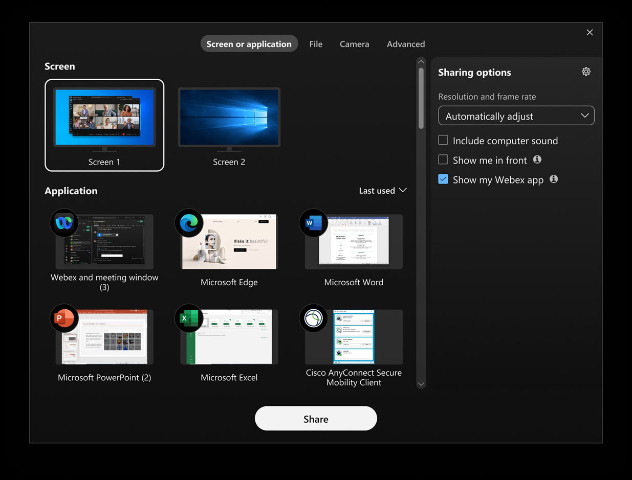 Share dialog