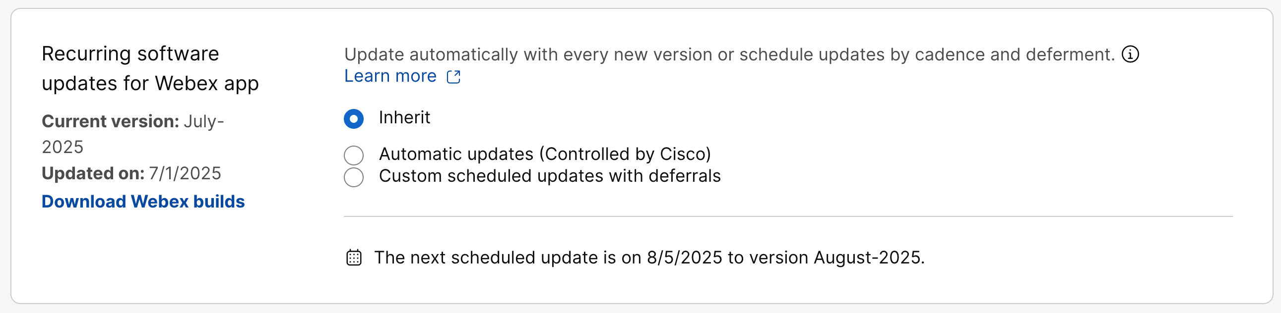 Apply update controls to individual users
