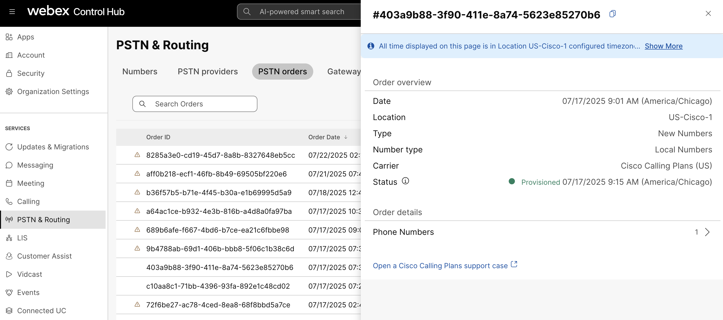 Open a Cisco Calling Plans support case