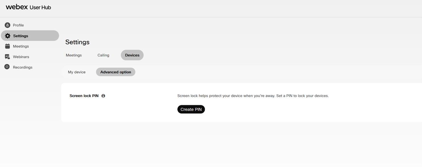 Create PIN at user hub.