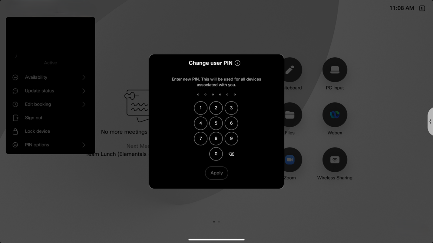 Change user PIN.
