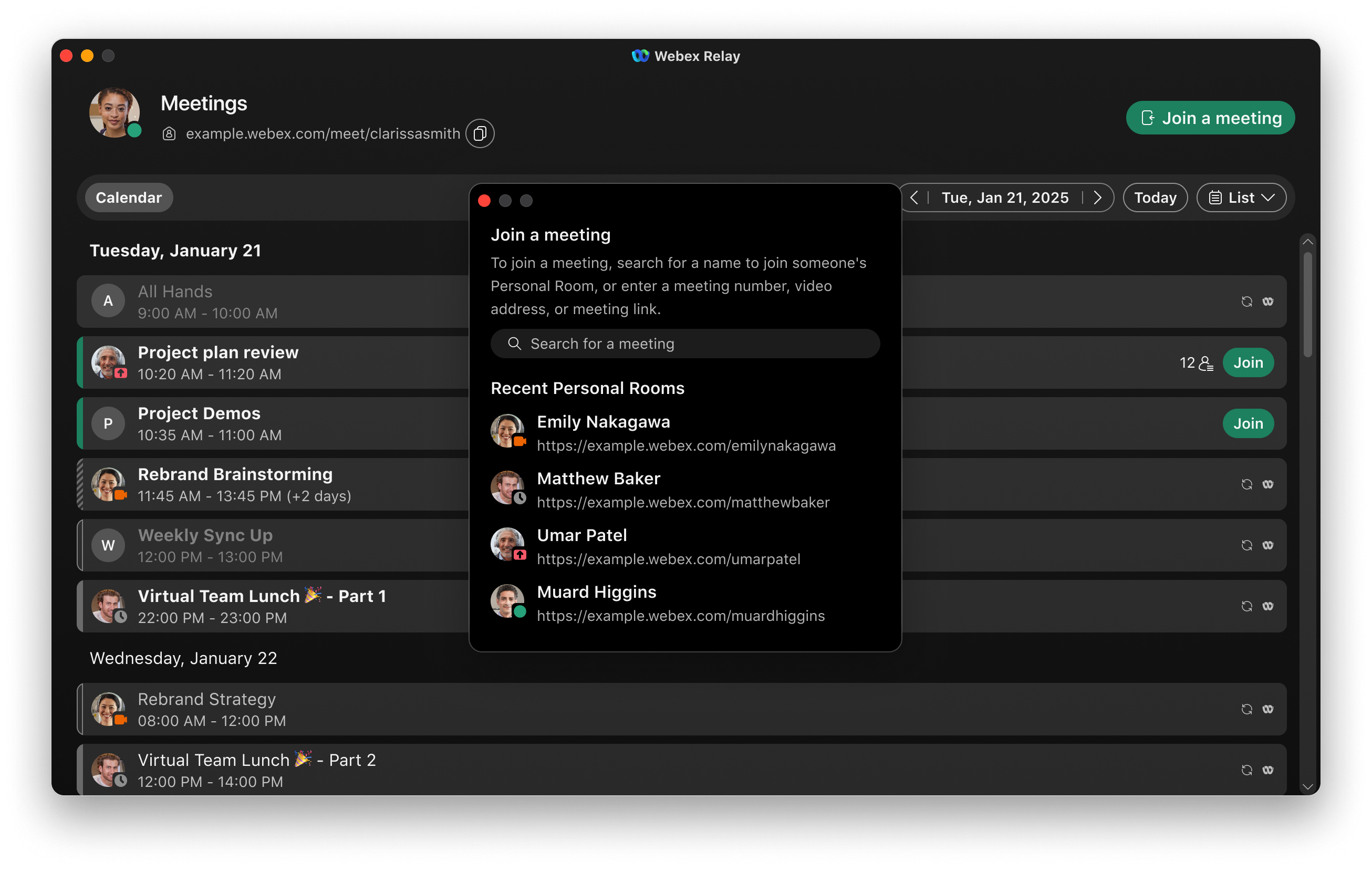 Join a meeting in Webex Relay
