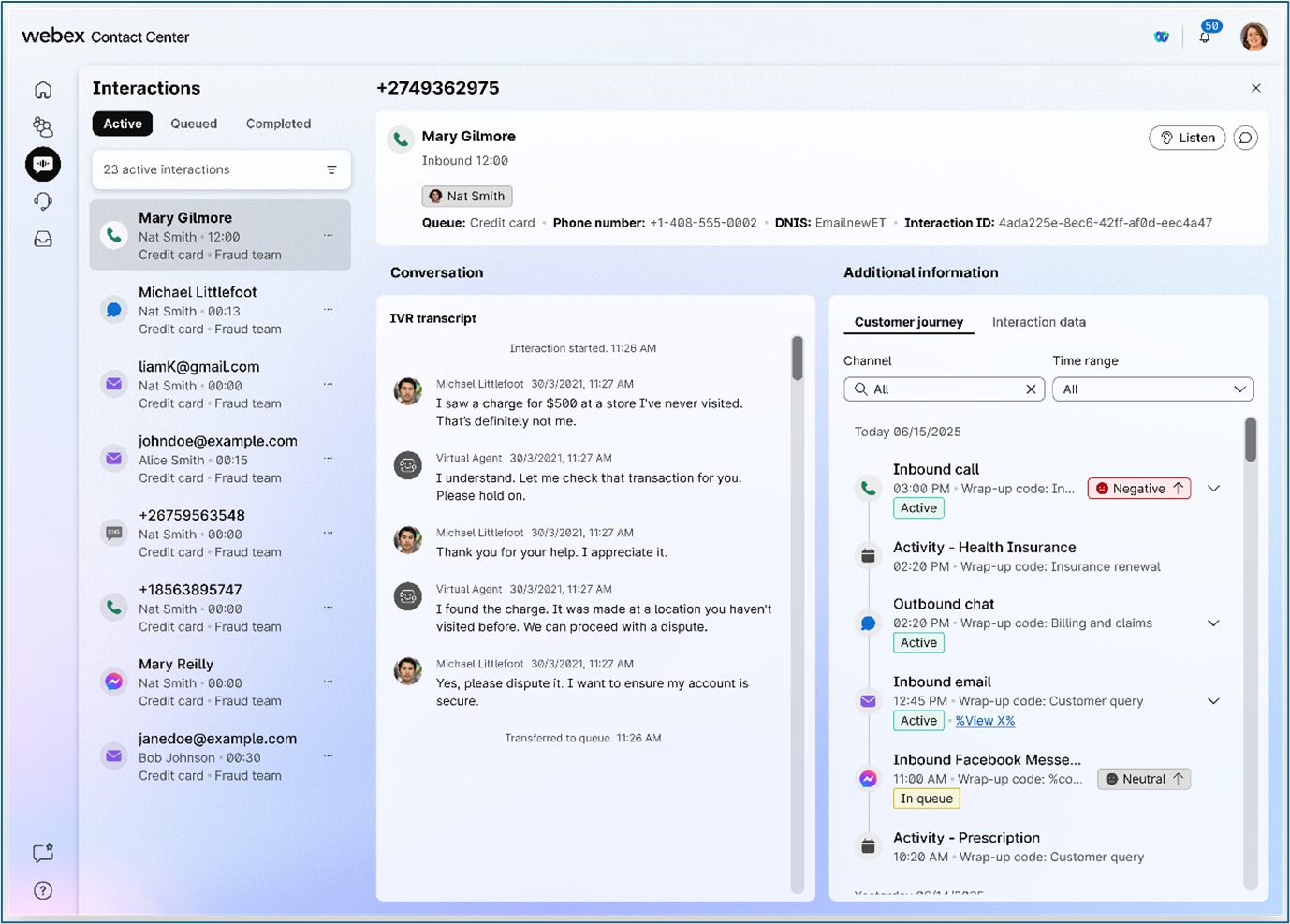 Supervisor Desktop Interactions Details View