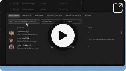 Video thumbnail demonstrating how to search using the colleagues directory in the Attendant Console.