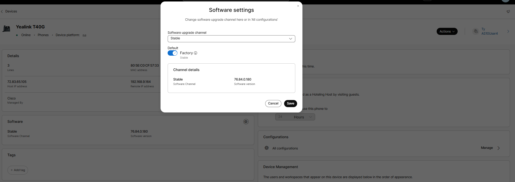 Software upgrade channel