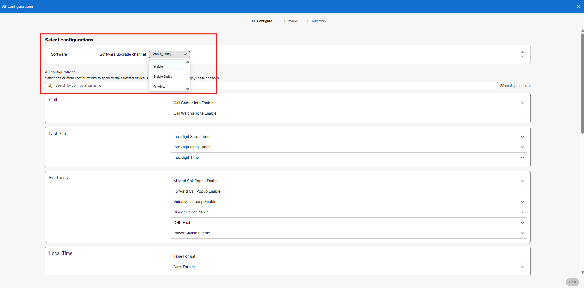 Updating software upgrade channel