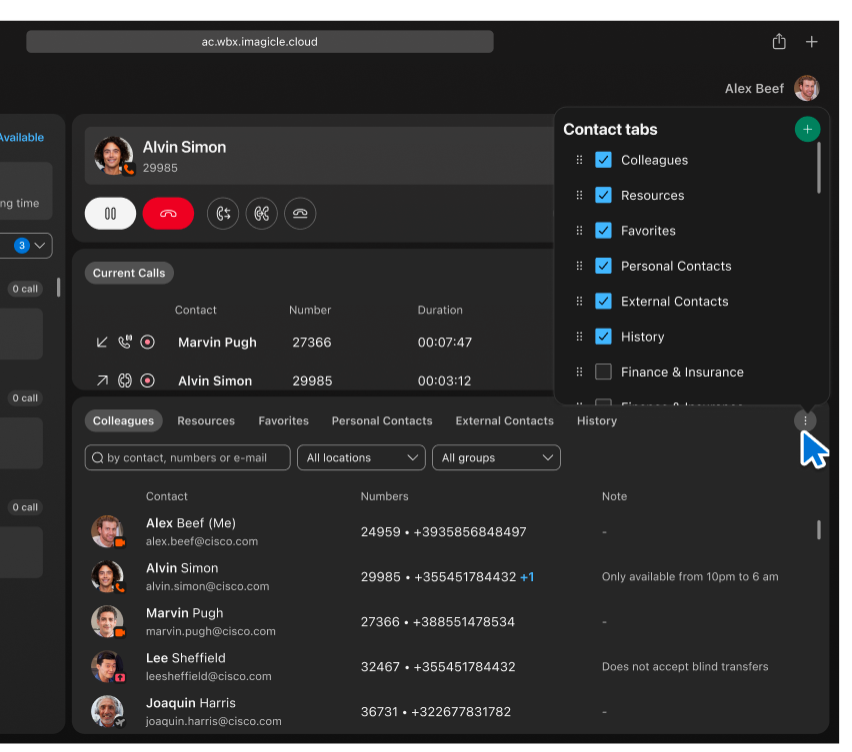 Personalized contact organization in Webex Attendant Console