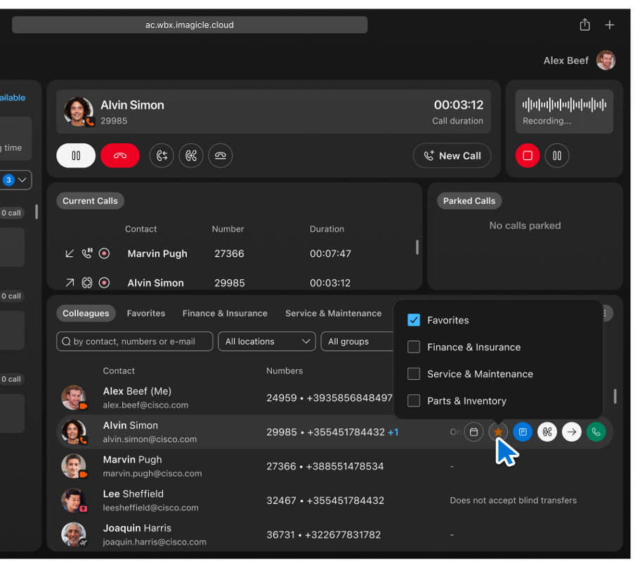 Assigning contacts to tabs in Webex Attendant Console