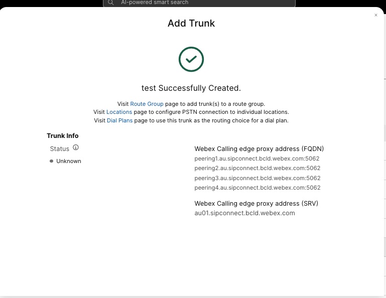 CUBE certificate-based PSTN trunk group is created