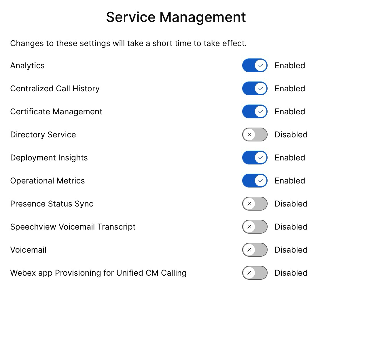 Service management screen