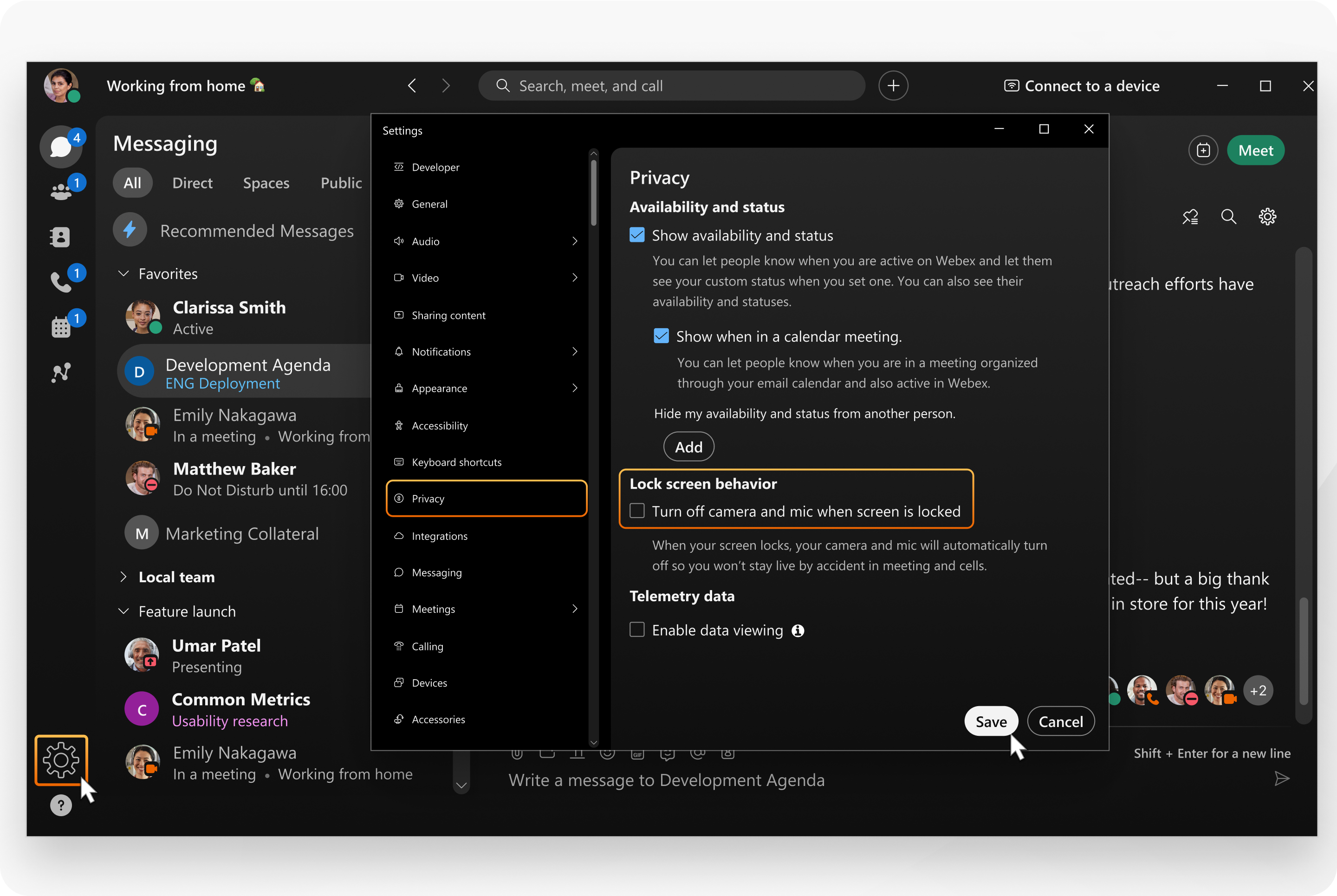 Turning off the camera and mic when the screen is locked