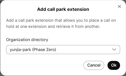 Add call park extension under monitoring section
