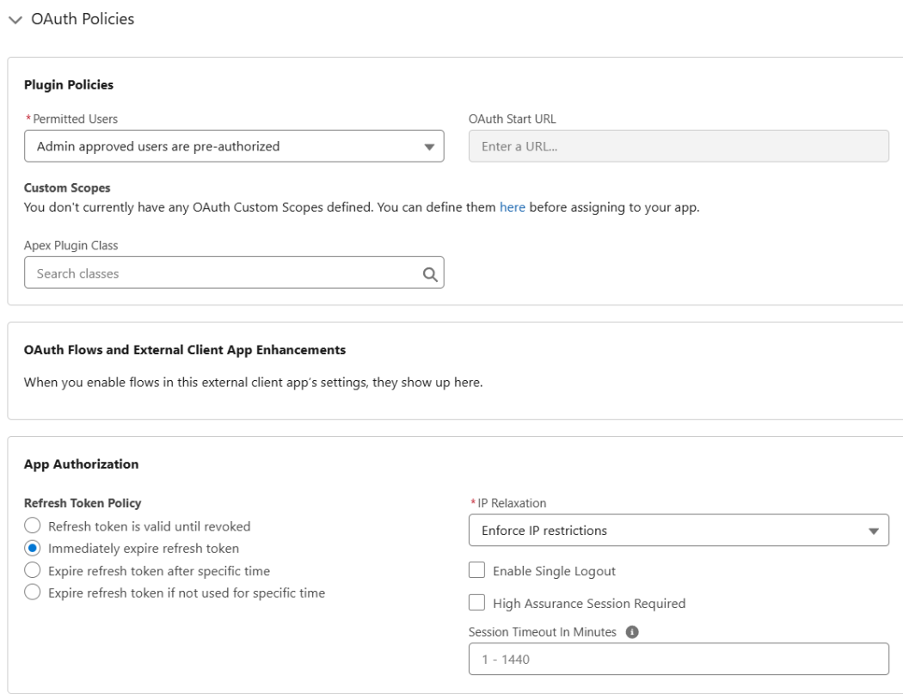 OAuth policies