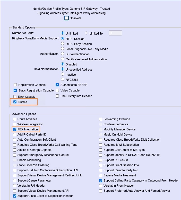 Trusted option is selected under Device profile type