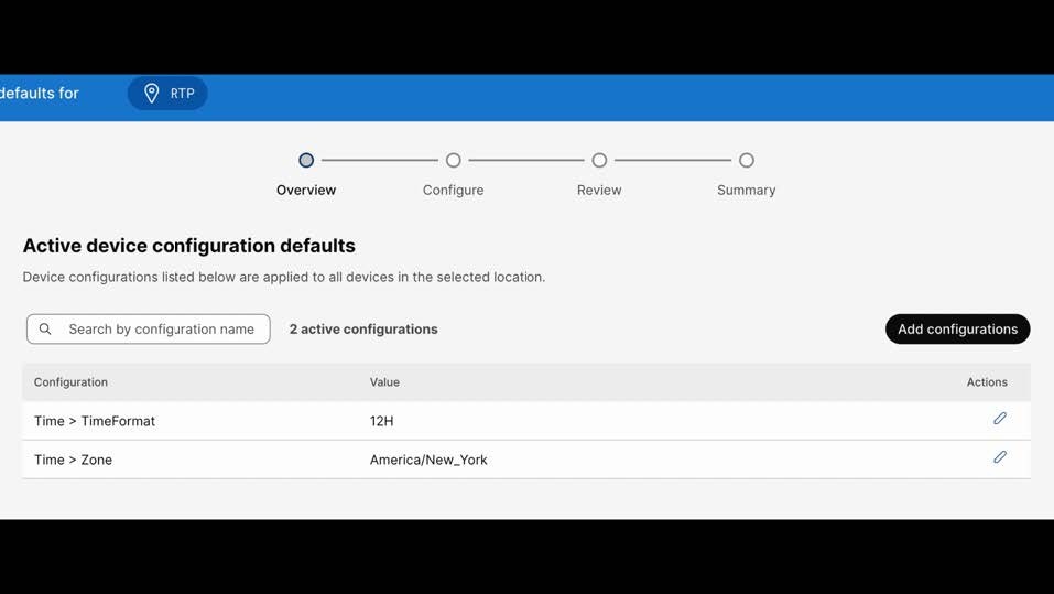 Location configuration defaults