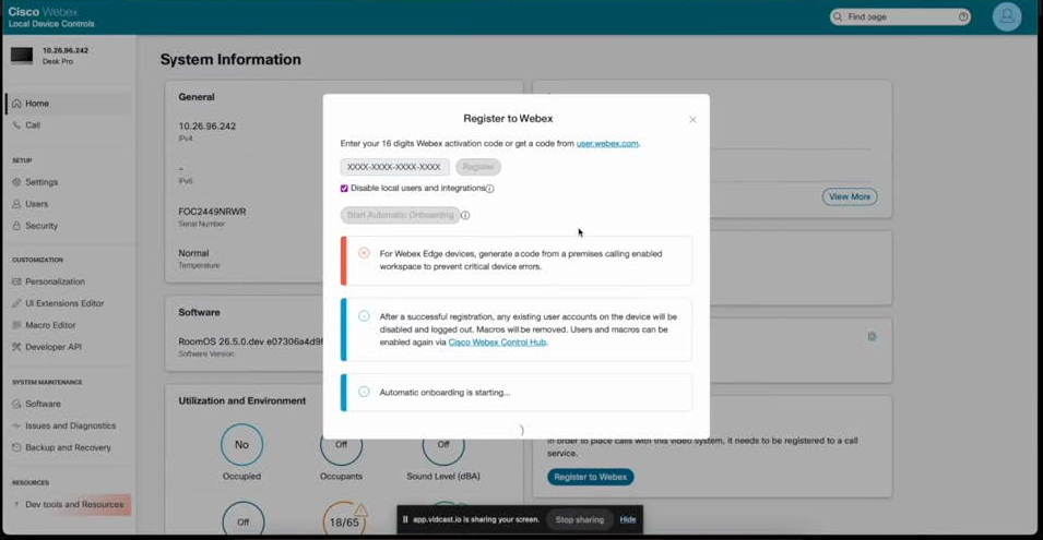 Automatic onboarding started