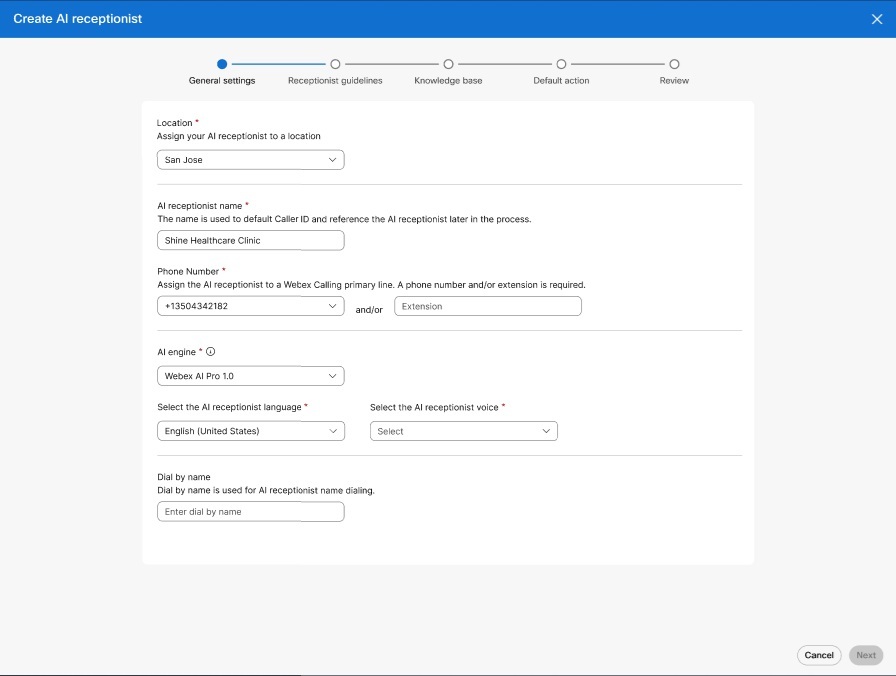 Configurations to create an AI receptionist