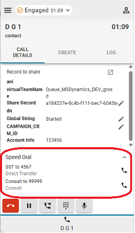 Speed Dial Card - Screen 2
