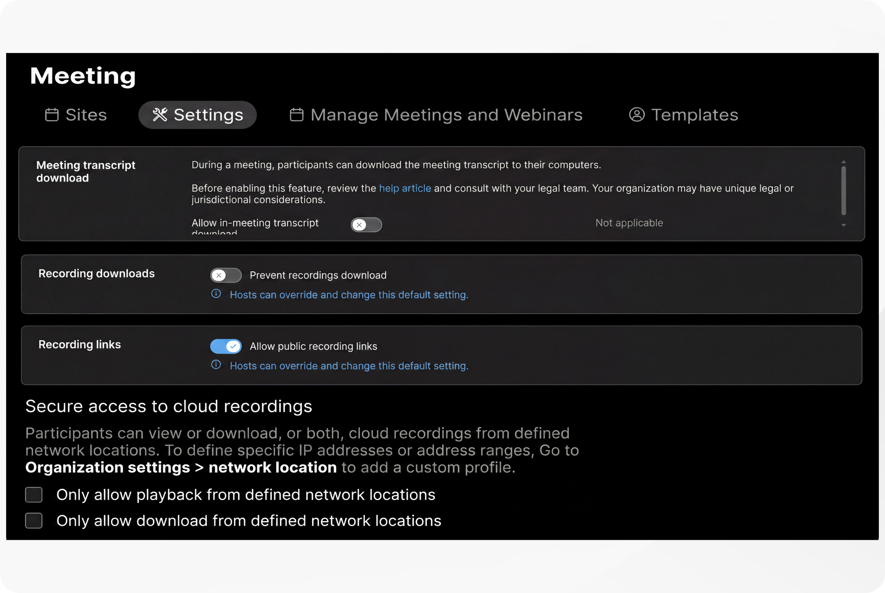 meeting content controls