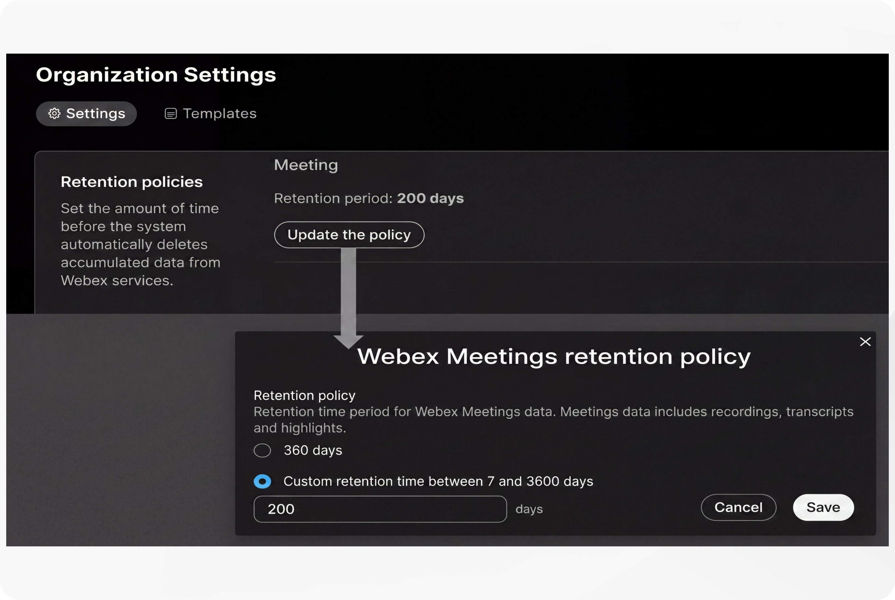 meeting content retention policy