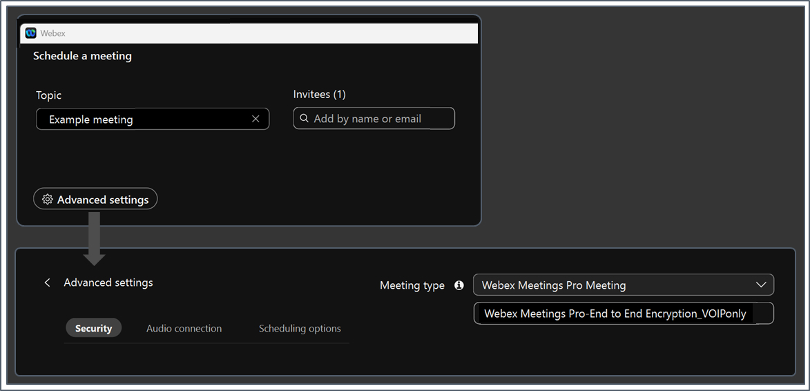 Schedule an E2E encrypted meeting in Webex App