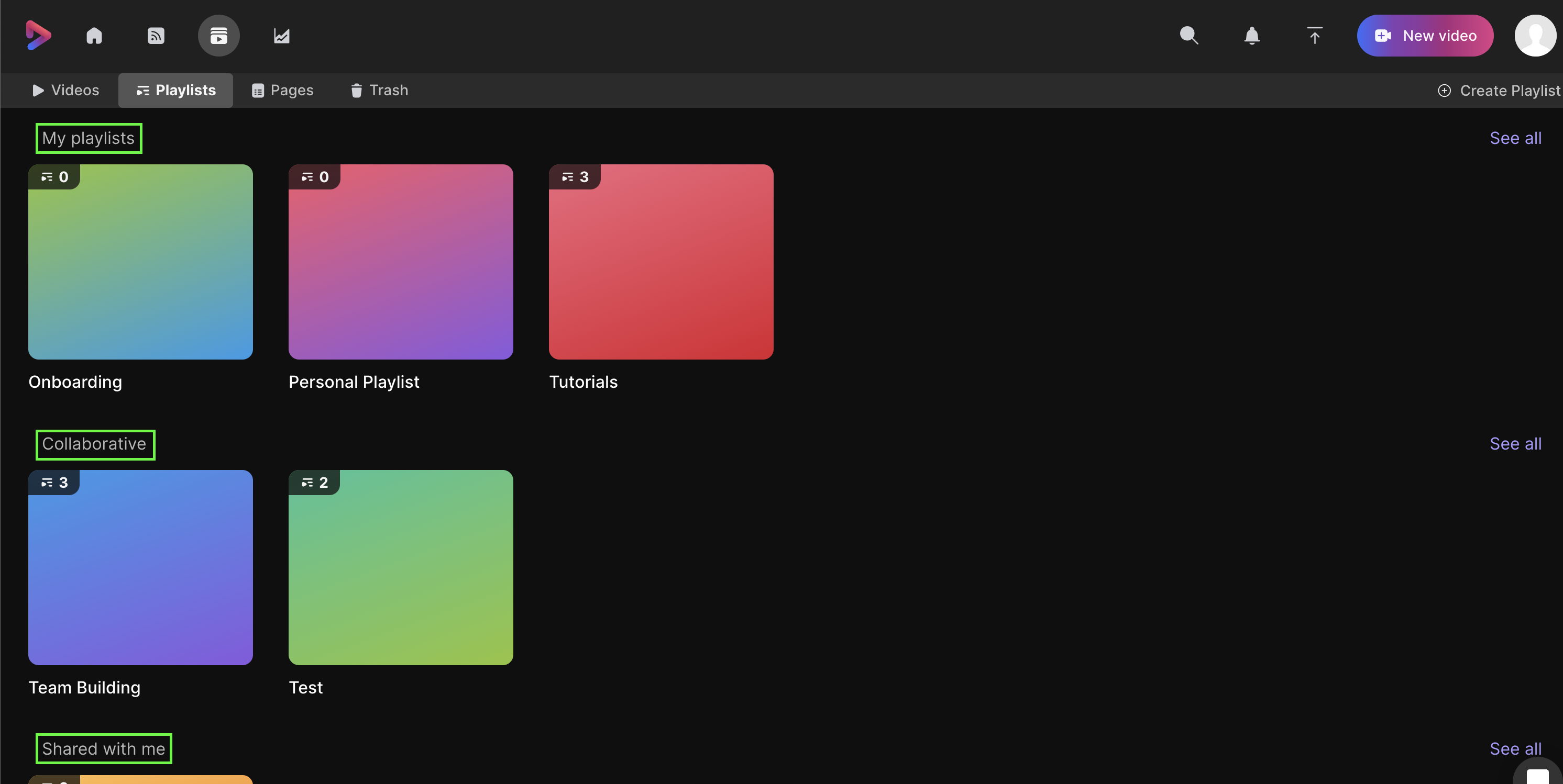 Screenshot of the playlist tab in Library