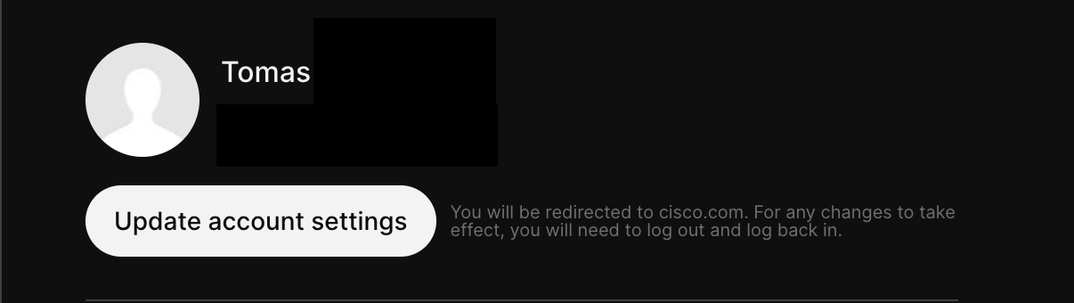 update account settings screenshot