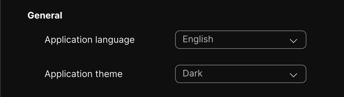 General settings screenshot